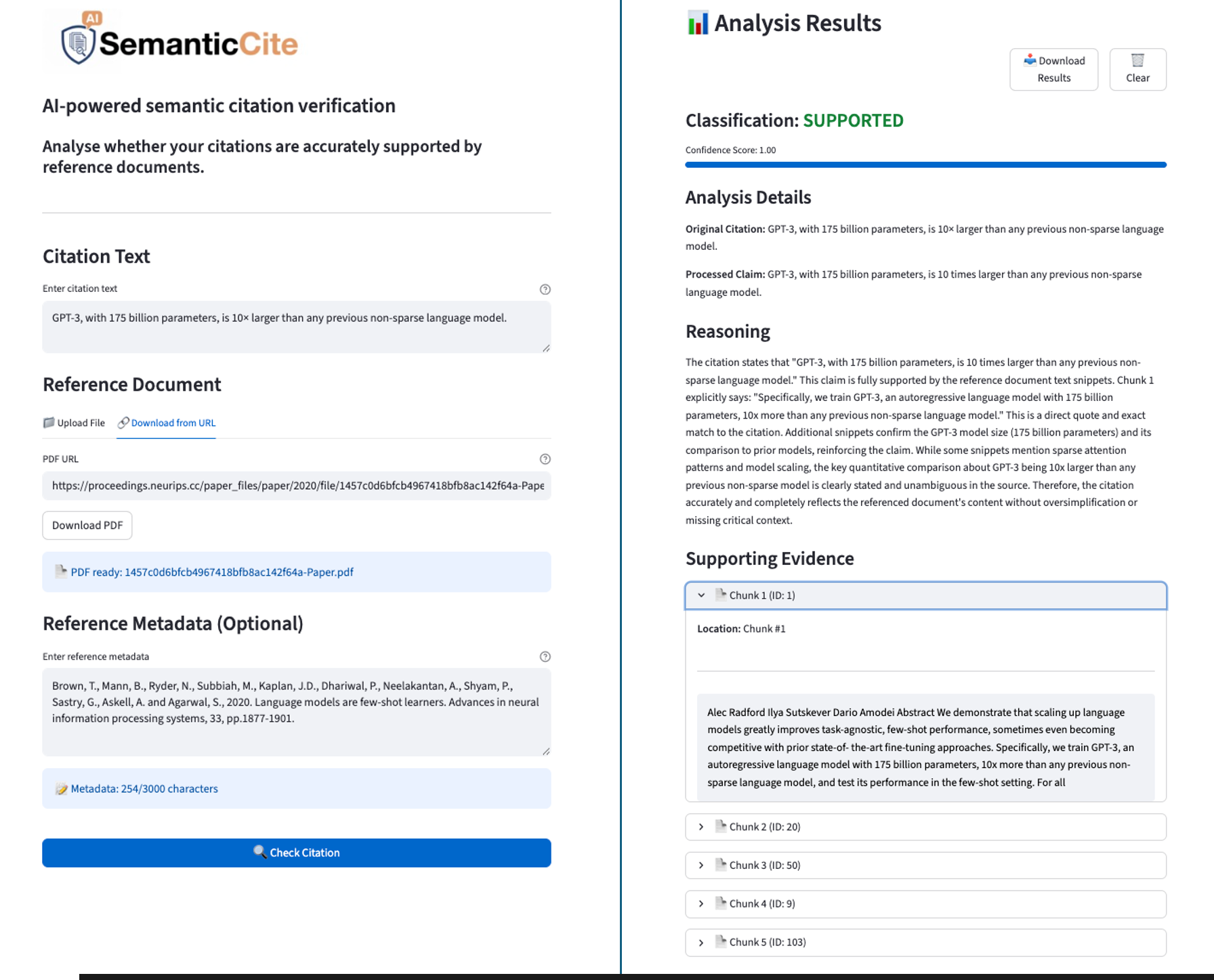 SemanticCite Input/Output